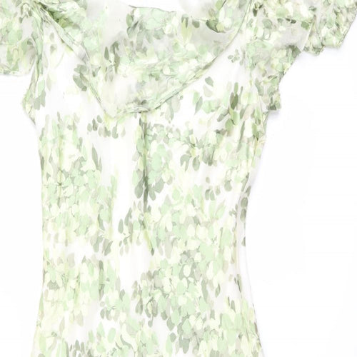CC Womens Green Geometric Viscose A-Line Size 14 Collared Pullover