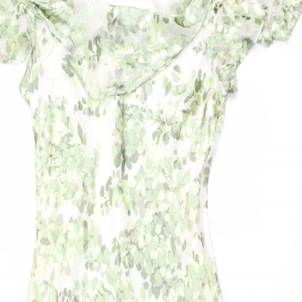 CC Womens Green Geometric Viscose A-Line Size 14 Collared Pullover