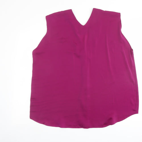 Marks and Spencer Womens Purple Polyester Basic Blouse Size 20 V-Neck