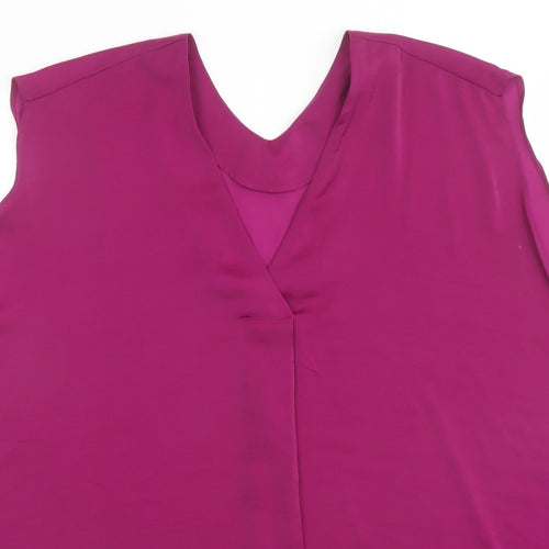 Marks and Spencer Womens Purple Polyester Basic Blouse Size 20 V-Neck