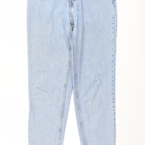 Zara Womens Blue Cotton Straight Jeans Size 10 L27 in Regular Button