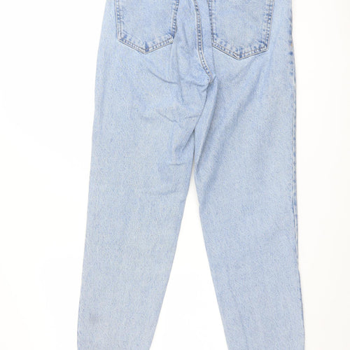 Zara Womens Blue Cotton Straight Jeans Size 10 L27 in Regular Button
