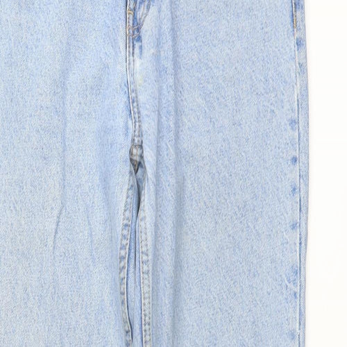 Zara Womens Blue Cotton Straight Jeans Size 10 L27 in Regular Button