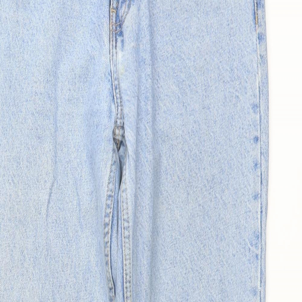 Zara Womens Blue Cotton Straight Jeans Size 10 L27 in Regular Button
