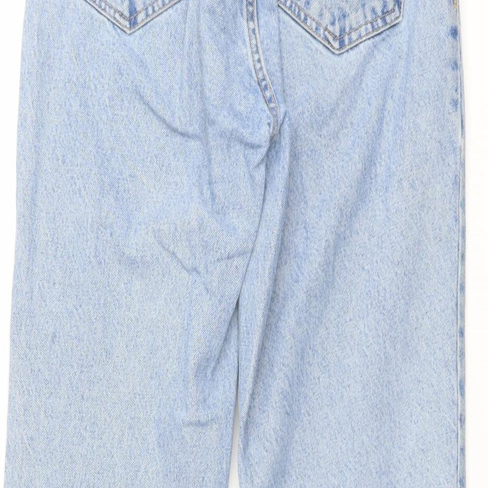 Zara Womens Blue Cotton Straight Jeans Size 10 L27 in Regular Button