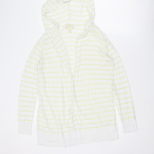 Cynthia Rowley Womens White V-Neck Striped Linen Pullover Jumper Size M