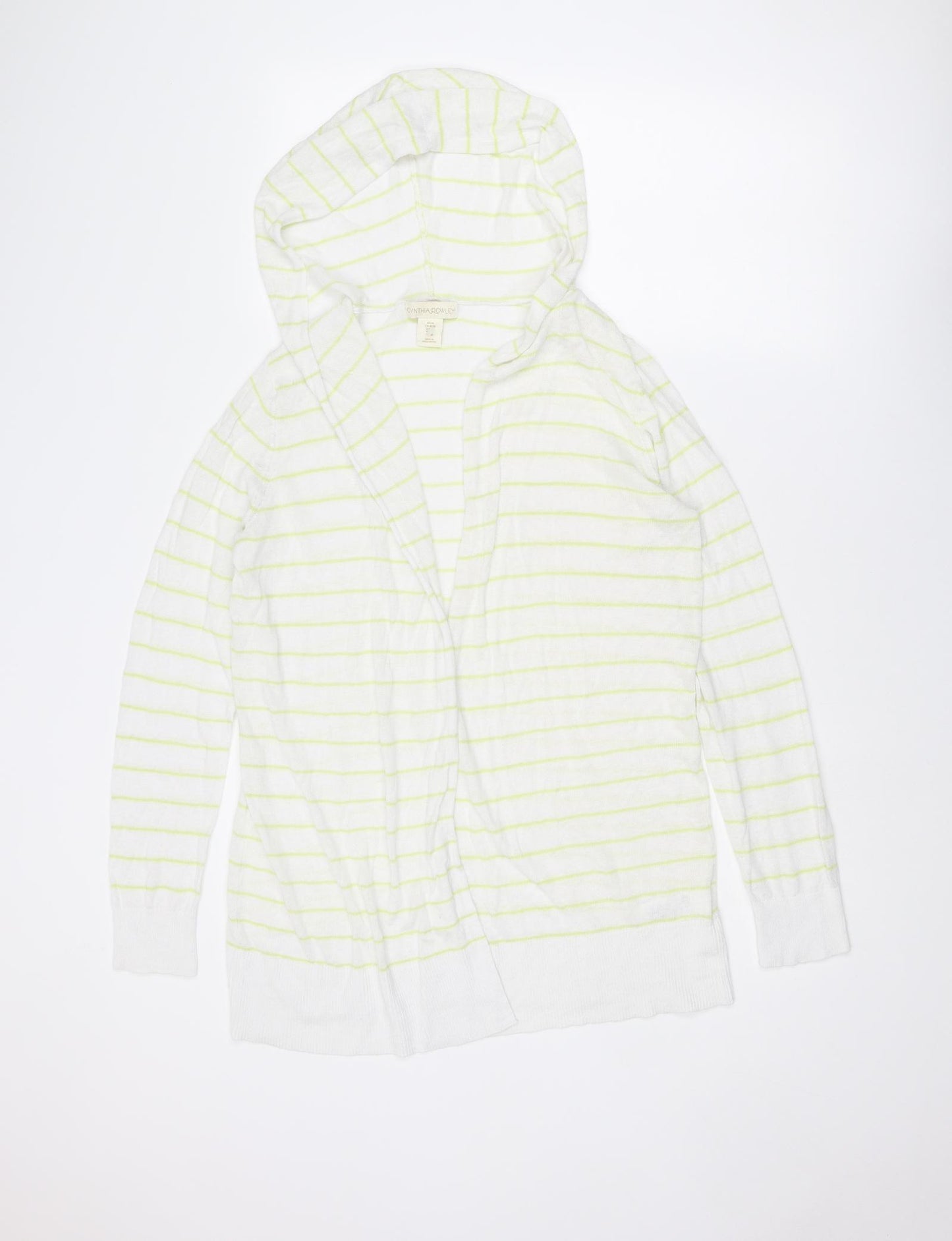 Cynthia Rowley Womens White V-Neck Striped Linen Pullover Jumper Size M