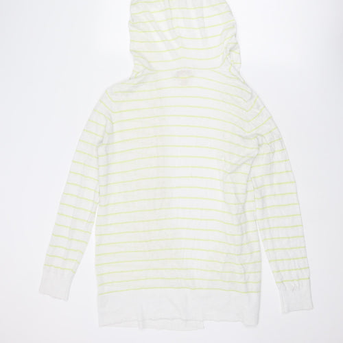 Cynthia Rowley Womens White V-Neck Striped Linen Pullover Jumper Size M
