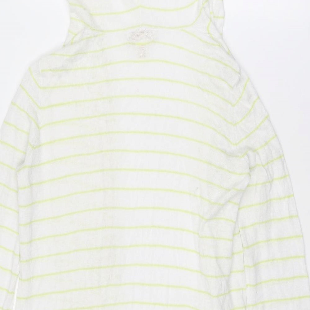 Cynthia Rowley Womens White V-Neck Striped Linen Pullover Jumper Size M