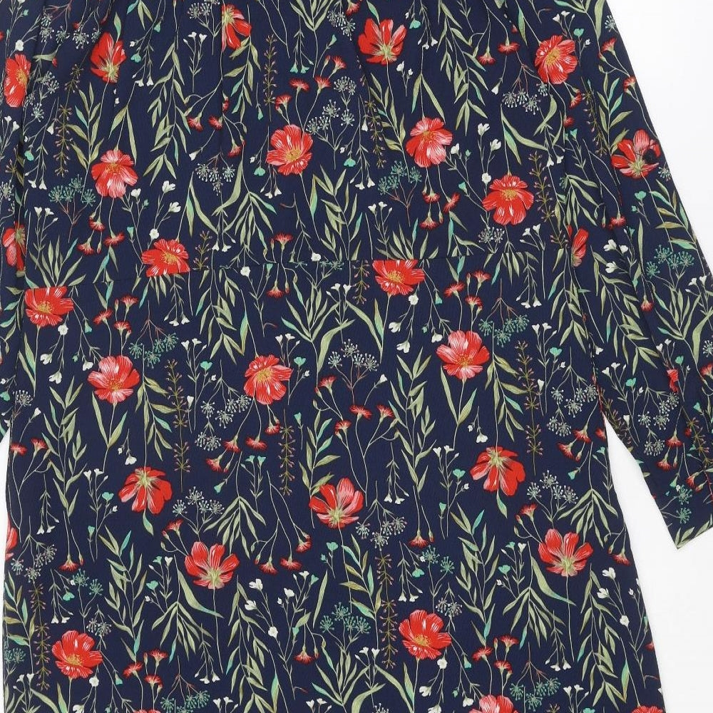 Damart Womens Multicoloured Floral Polyester Shirt Dress Size 16 Collared Button