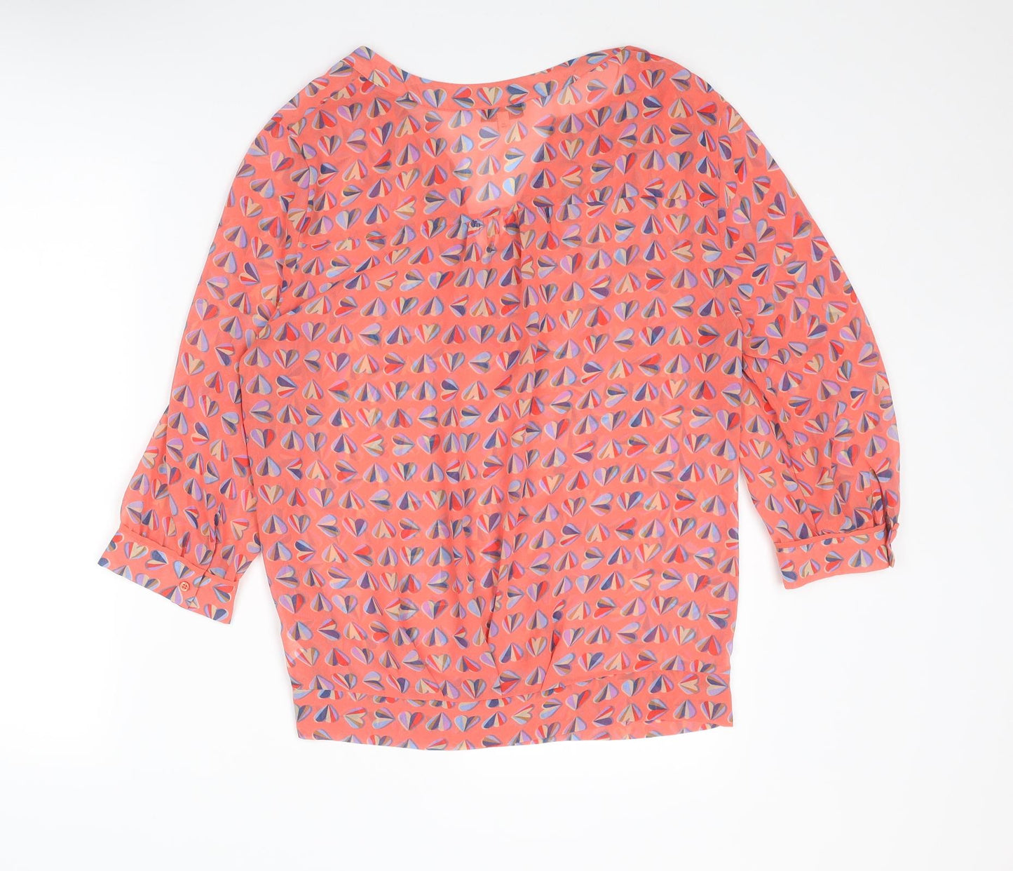 NEXT Womens Multicoloured Geometric Polyester Basic Blouse Size 10 V-Neck - Heart Print