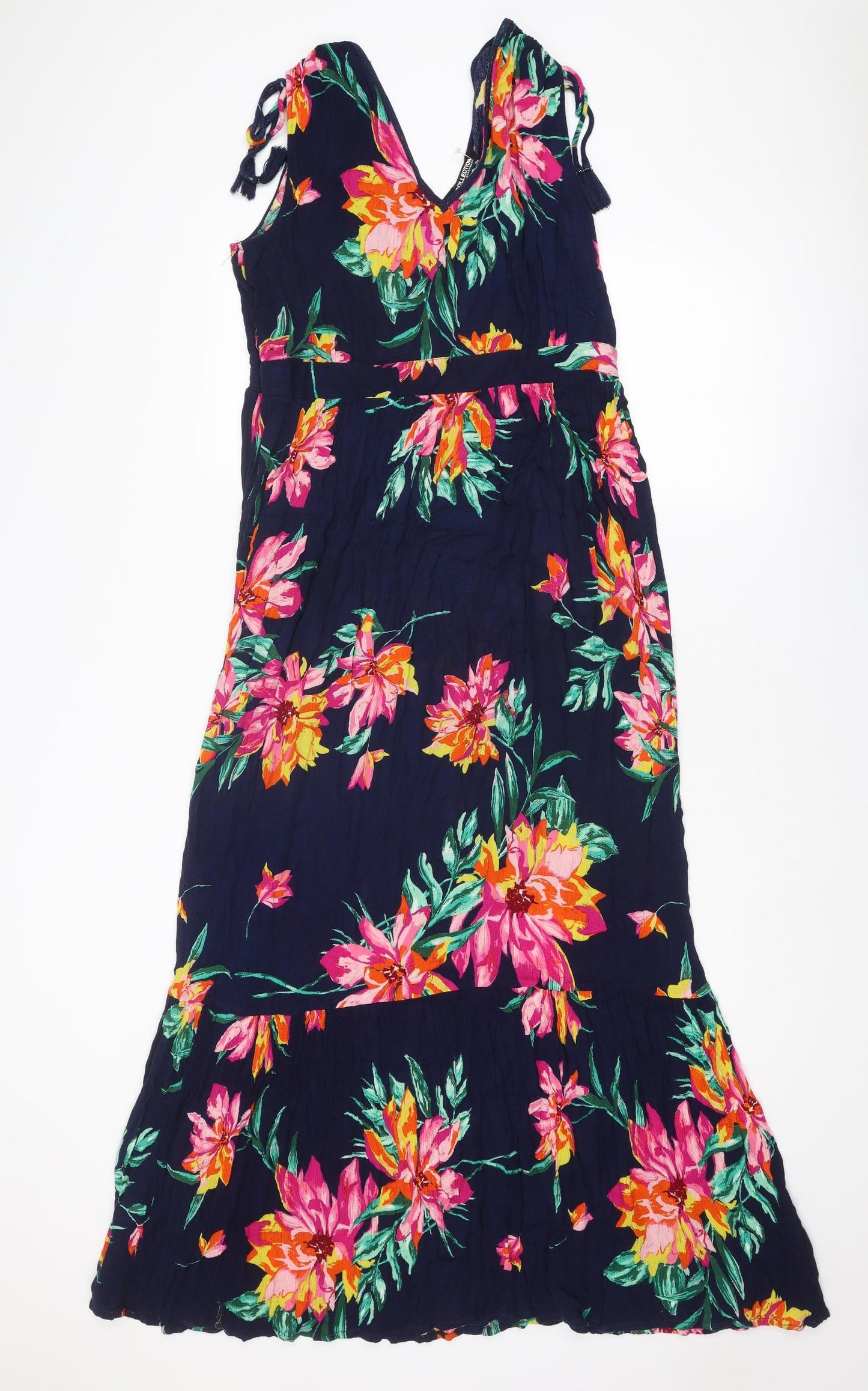 Debenhams Womens Multicoloured Floral Viscose A-Line Size 16 V-Neck Pullover