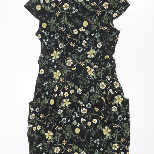 Blue Vanilla Womens Multicoloured Floral Polyester Shift Size 10 Round Neck Zip