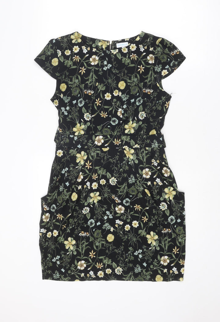 Blue Vanilla Womens Multicoloured Floral Polyester Shift Size 10 Round Neck Zip