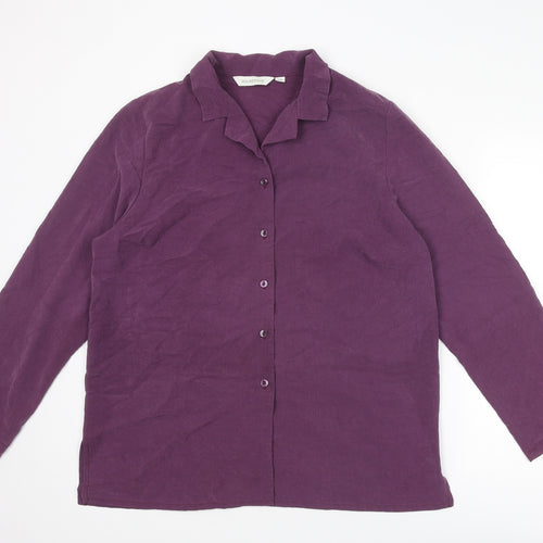 Holmewood Womens Purple Polyamide Basic Button-Up Size 16 Collared