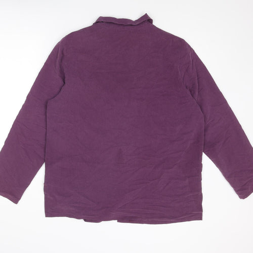 Holmewood Womens Purple Polyamide Basic Button-Up Size 16 Collared