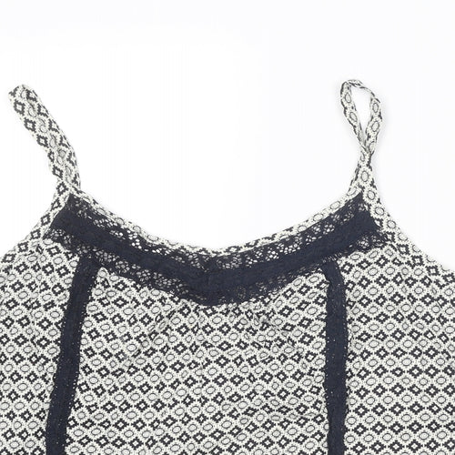 Marks and Spencer Womens Blue Geometric Cotton Camisole Tank Size 22 V-Neck