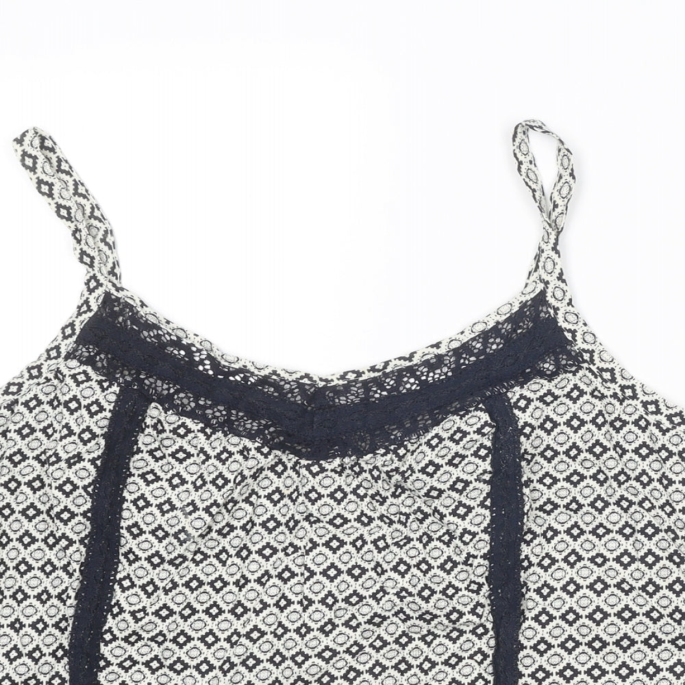Marks and Spencer Womens Blue Geometric Cotton Camisole Tank Size 22 V-Neck