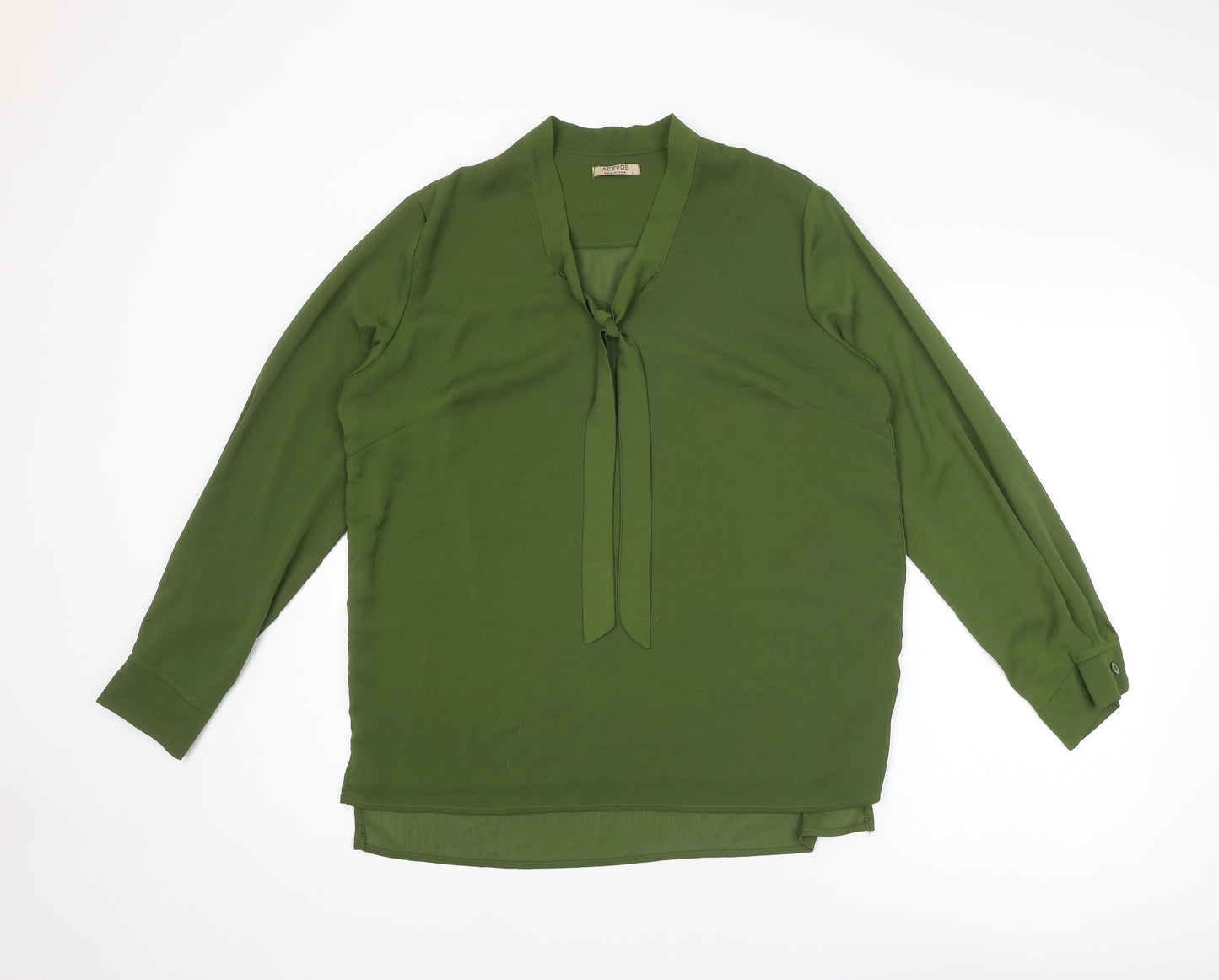ACEVOG Womens Green Polyester Basic Blouse Size L Round Neck