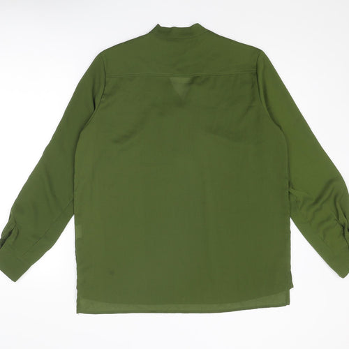 ACEVOG Womens Green Polyester Basic Blouse Size L Round Neck