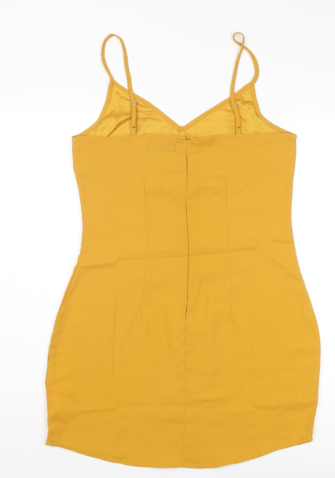 Missguided Womens Yellow Polyester Mini Size 10 V-Neck Zip