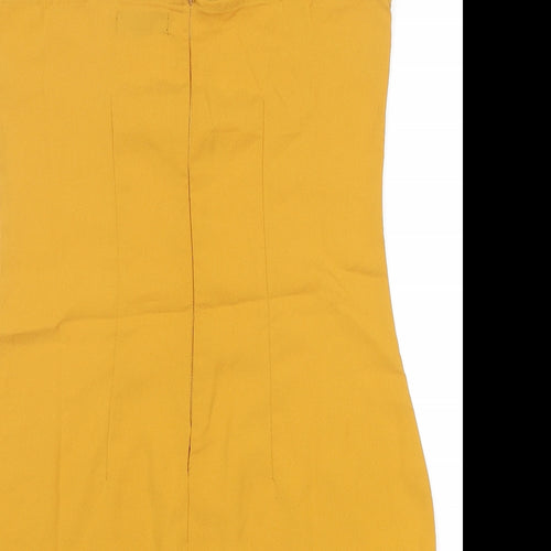 Missguided Womens Yellow Polyester Mini Size 10 V-Neck Zip