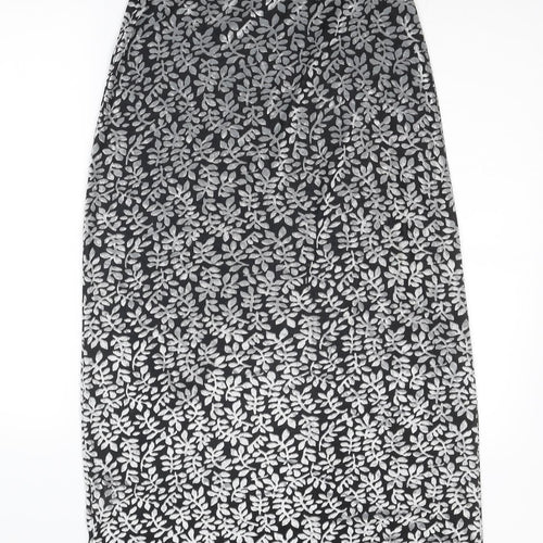 Topshop Womens Grey Geometric Viscose A-Line Skirt Size 10 - Leaf pattern