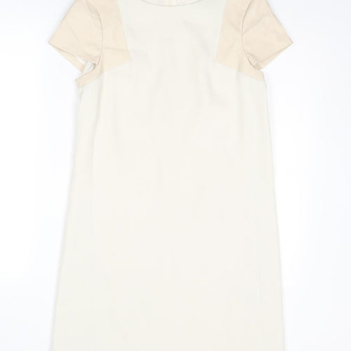 Zara Womens Ivory Polyester A-Line Size XS Round Neck Zip
