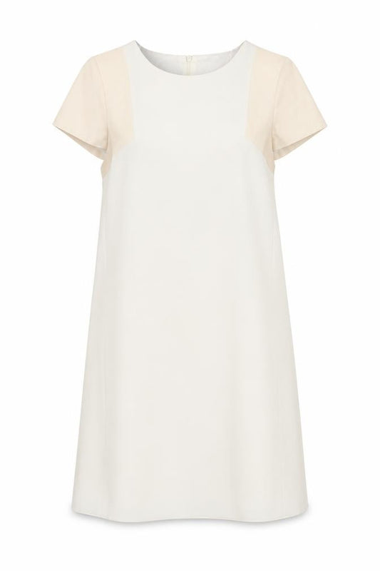 Front view of Zara women’s ivory polyester a-line, size XS, round neck zip