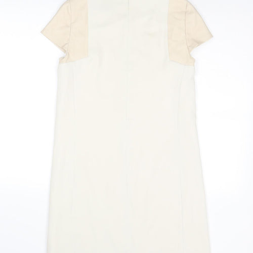 Zara Womens Ivory Polyester A-Line Size XS Round Neck Zip