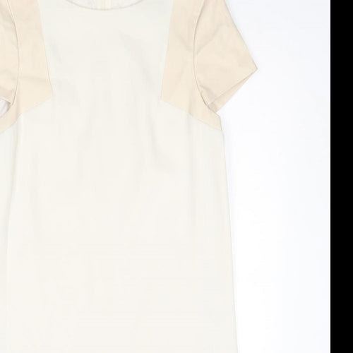 Zara Womens Ivory Polyester A-Line Size XS Round Neck Zip