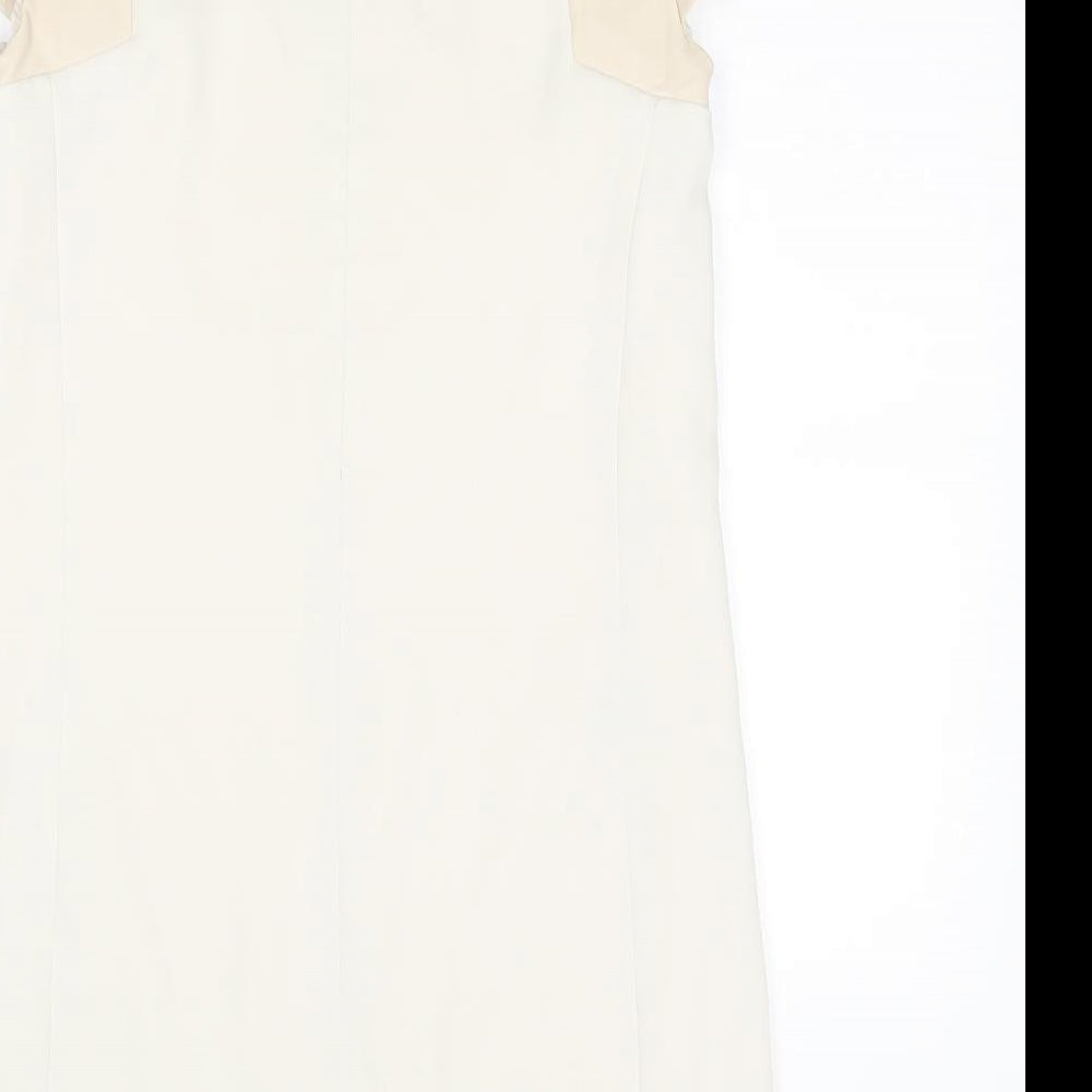 Zara Womens Ivory Polyester A-Line Size XS Round Neck Zip
