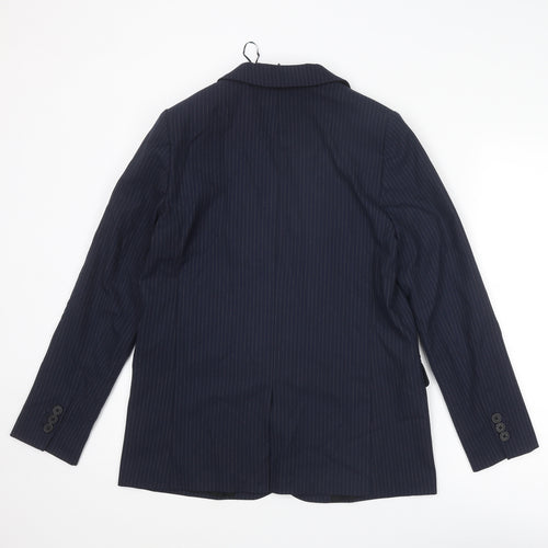 Marks and Spencer Womens Blue Pinstripe Polyester Jacket Suit Jacket Size 10