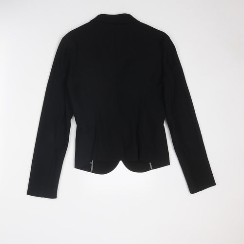 Sisley Womens Black Jacket Blazer Size 14 Button