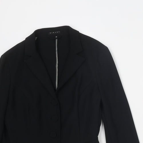 Sisley Womens Black Jacket Blazer Size 14 Button