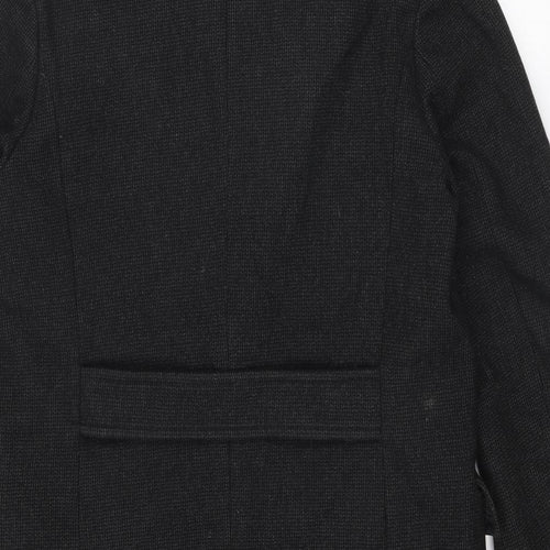H&M Mens Black Overcoat Coat Size M Button