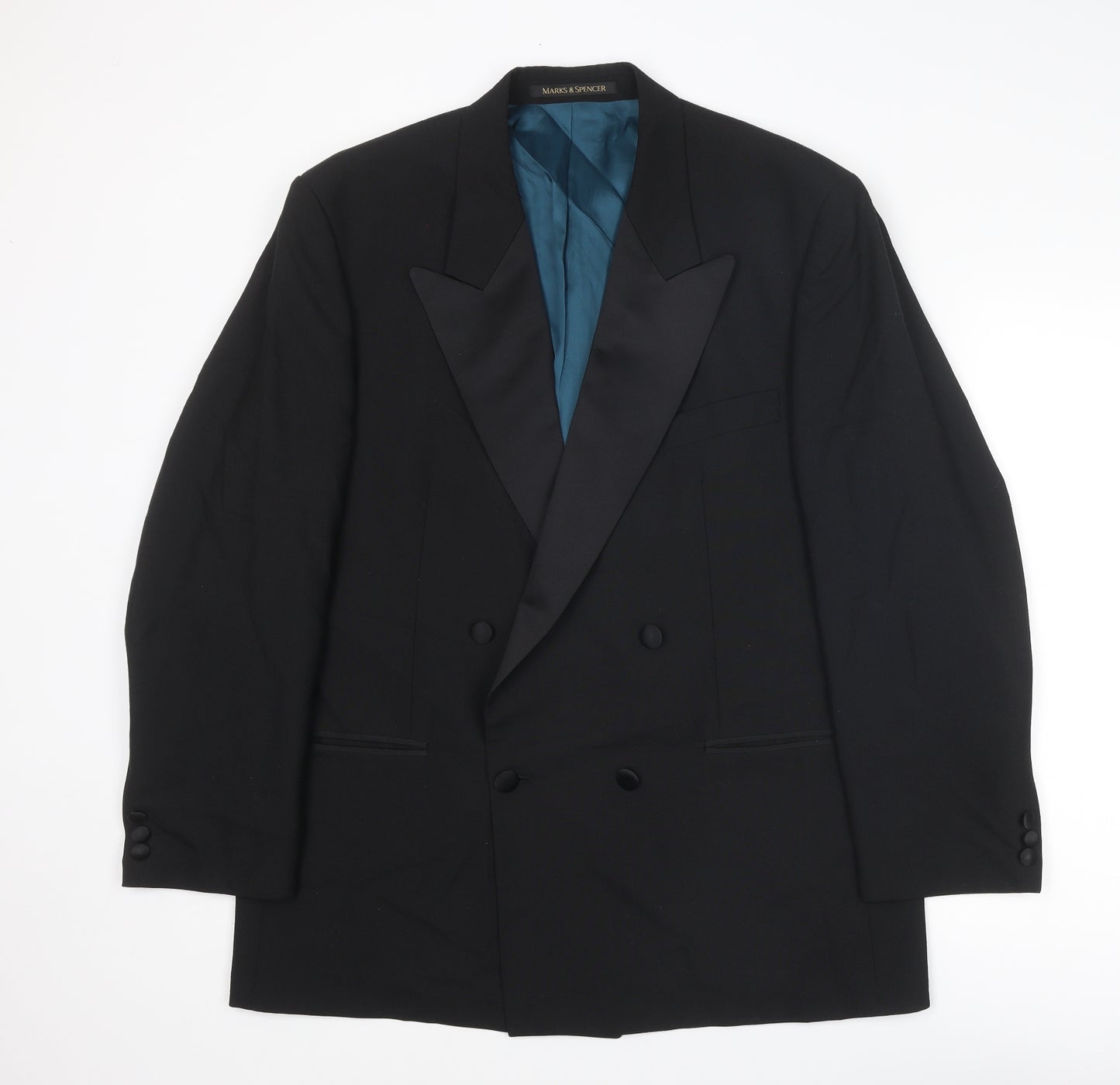 Marks and Spencer Mens Black Polyester Tuxedo Suit Jacket Size 42 Regular