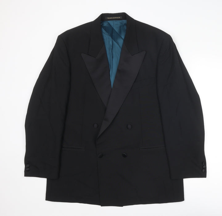 Marks and Spencer Mens Black Polyester Tuxedo Suit Jacket Size 42 Regular