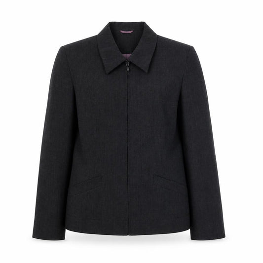 Front view of Principles women’s grey jacket, size UK 12, zip