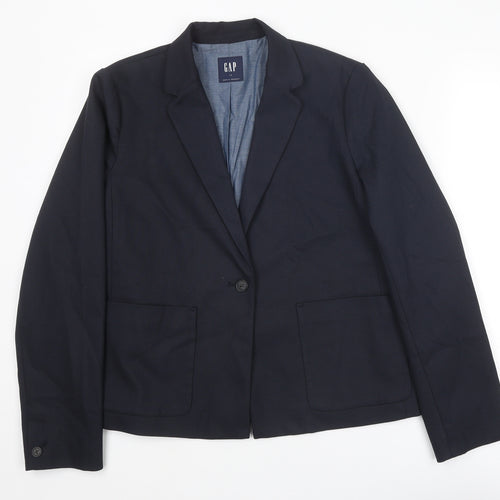Gap Womens Blue Polyester Jacket Suit Jacket Size 14