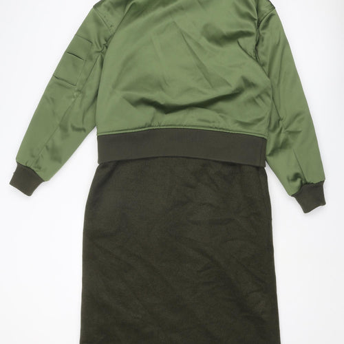 ASOS Womens Green Overcoat Coat Size 8 Button - Two in One