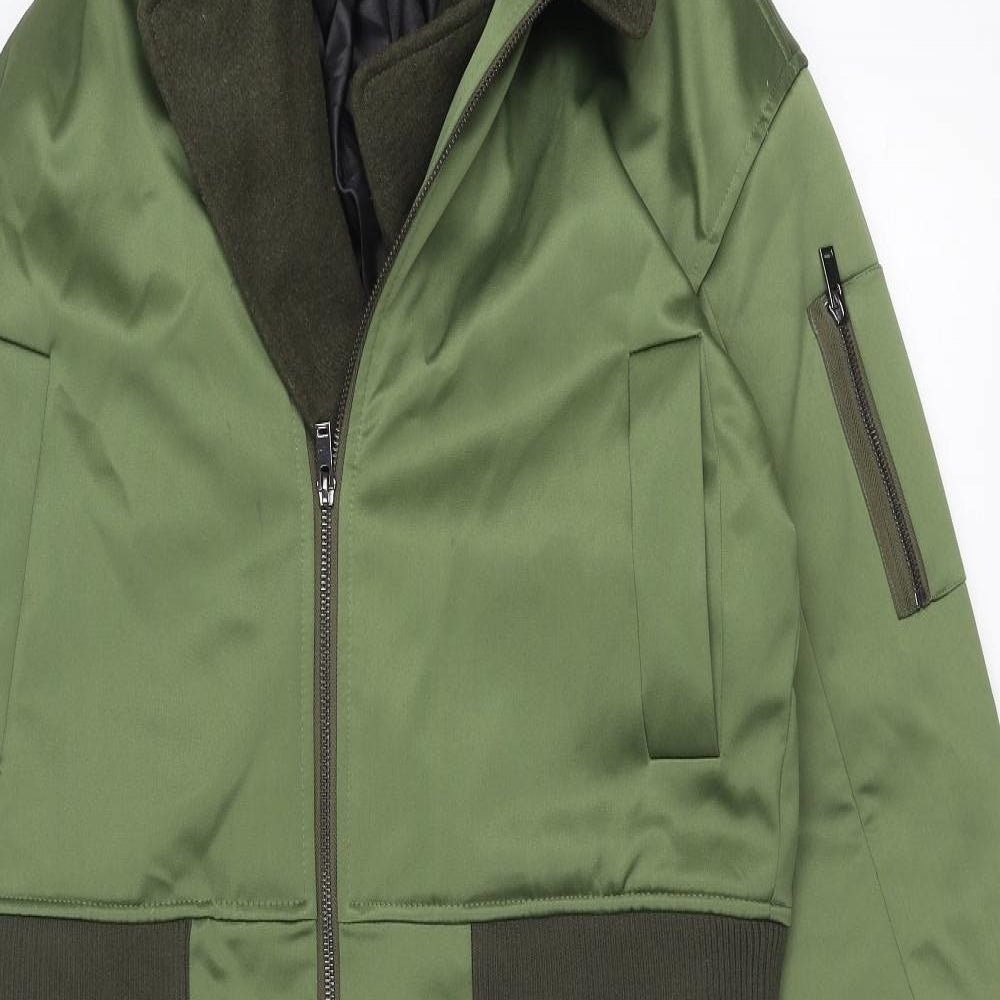 ASOS Womens Green Overcoat Coat Size 8 Button - Two in One