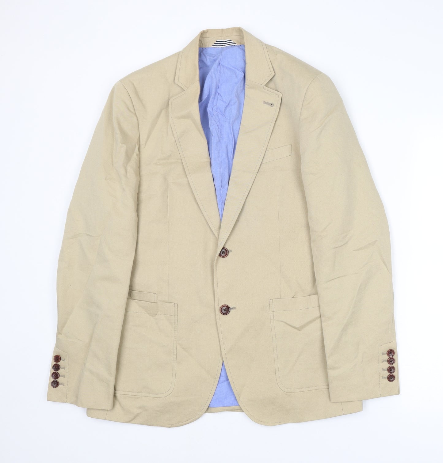 Crew Clothing Mens Beige Cotton Jacket Suit Jacket Size 38 Regular