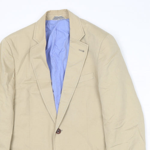 Crew Clothing Mens Beige Cotton Jacket Suit Jacket Size 38 Regular