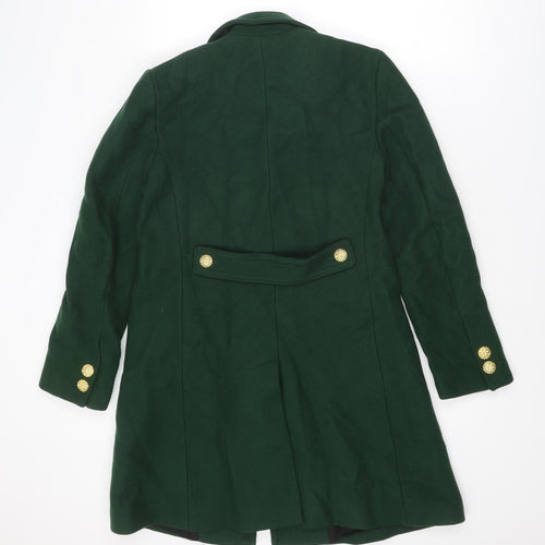 Zara Womens Green Pea Coat Coat Size S Button