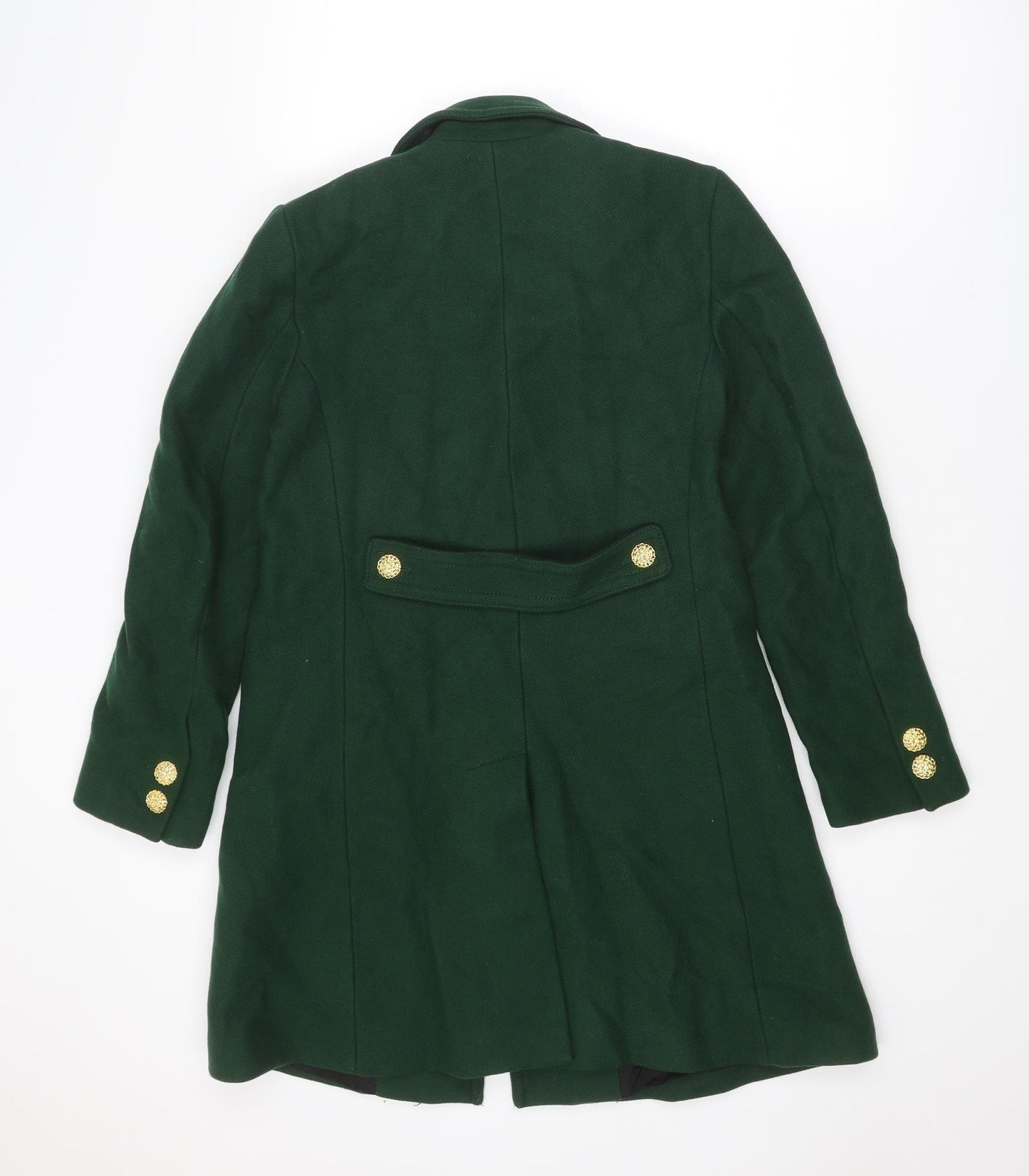 Zara Womens Green Pea Coat Coat Size S Button