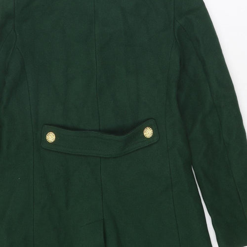 Zara Womens Green Pea Coat Coat Size S Button