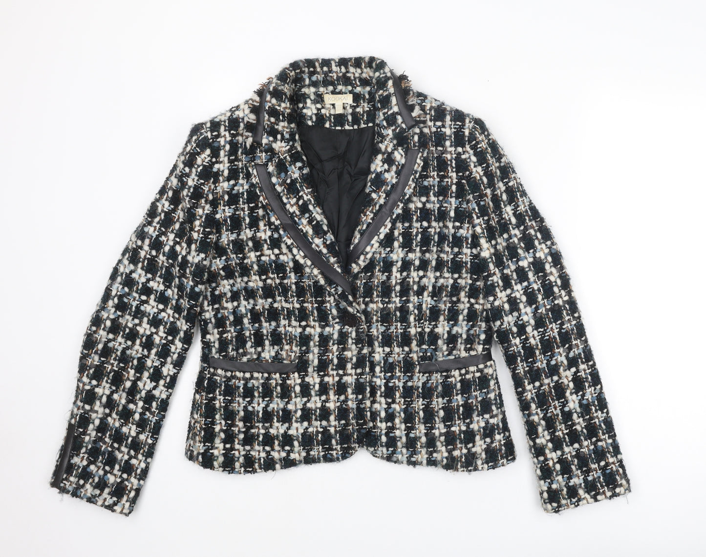 Kookai Womens Multicoloured Geometric Jacket Blazer Size 14 Button - Boucle Tweed