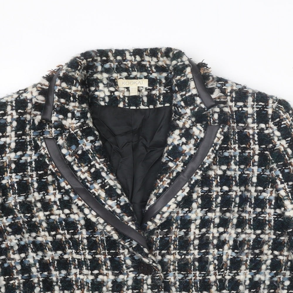 Kookai Womens Multicoloured Geometric Jacket Blazer Size 14 Button - Boucle Tweed
