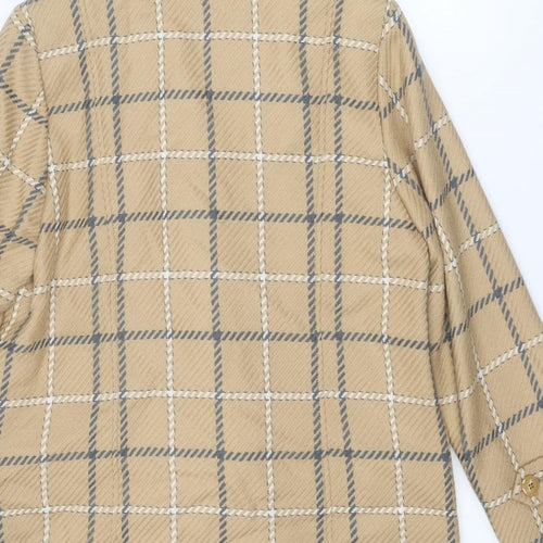 LUCIA Womens Beige Check Overcoat Coat Size 14 Button